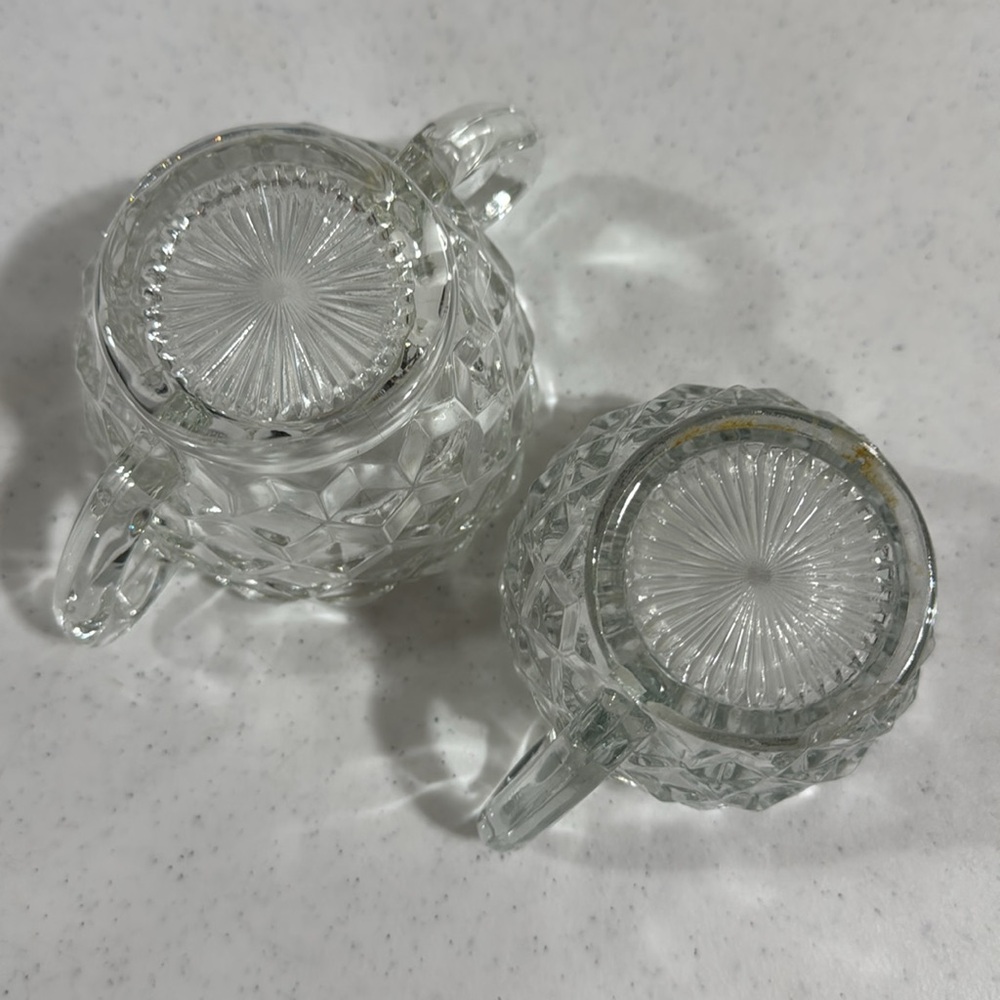 Fostoria American Pattern Clear Glass Creamer and Sugar Vintage Set - Picture 7 of 8
